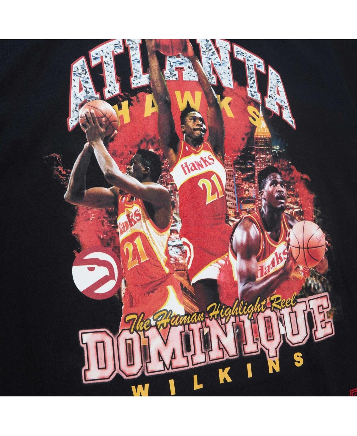 Men's Mitchell & Ness Dominique WilkinsAtlanta Hawks Hardwood Classics Bling Concert Player T-shirt - Black