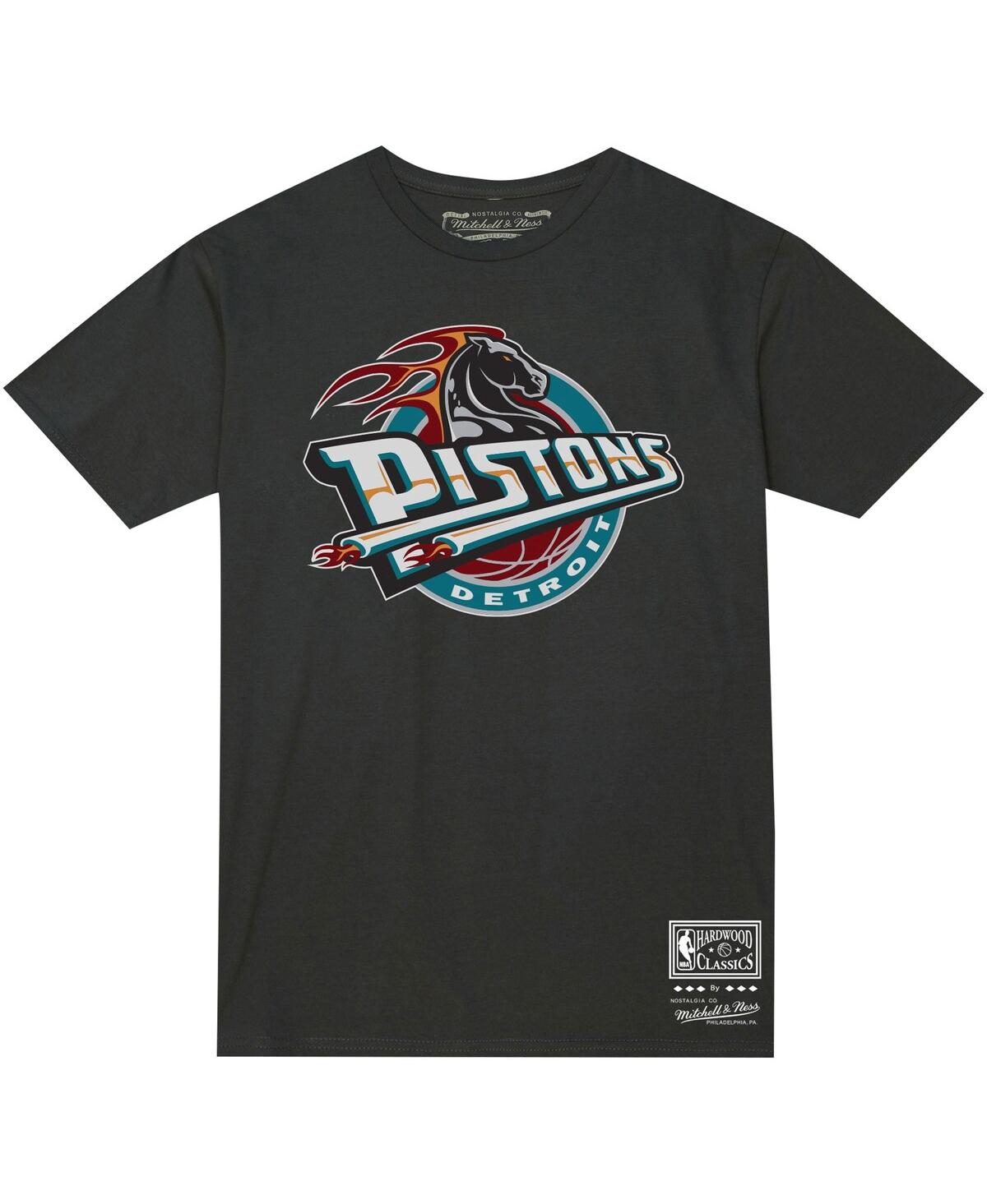 Shop Mitchell & Ness Men's And Women's  Black Detroit Pistons Hardwood Classics Mvp Throwback Logo T-shirt