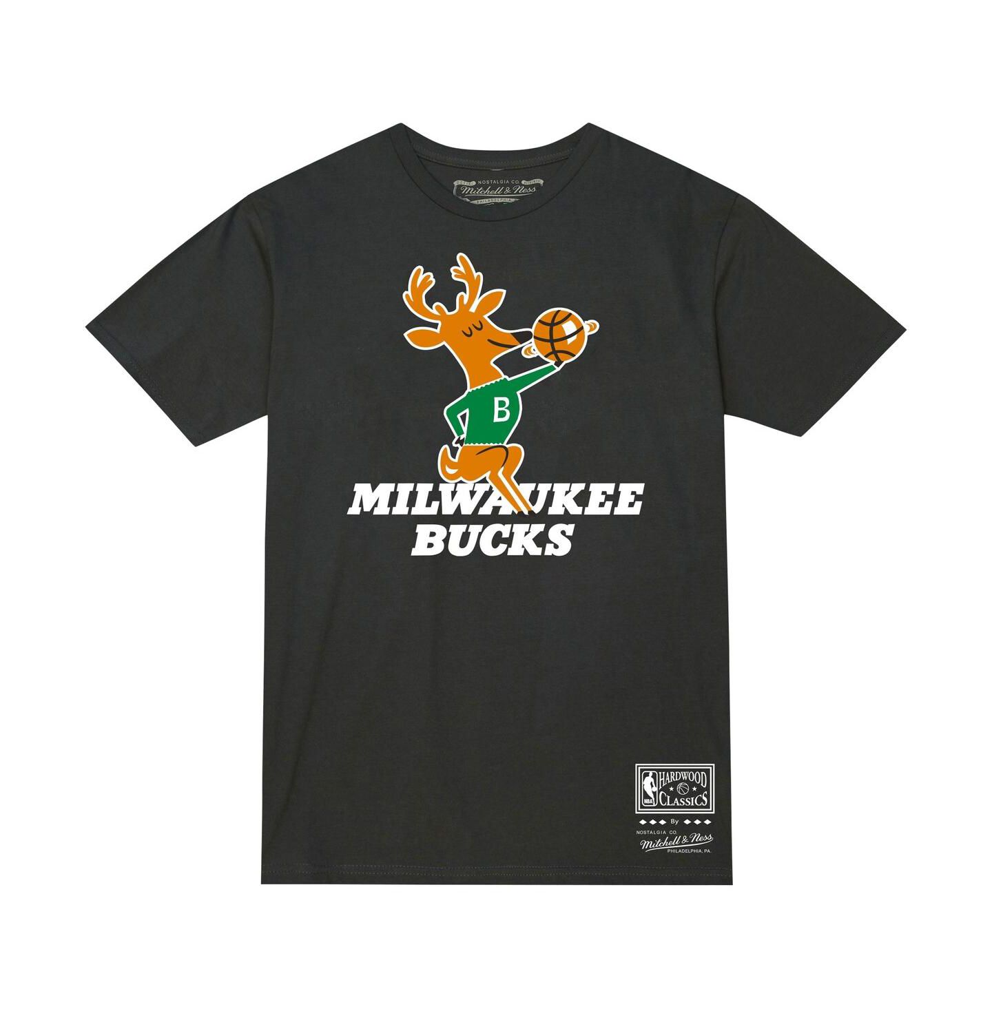 Футболка Mitchell & Ness Black Milwaukee Bucks Hardwood Classics MVP Throwback Logo — фото 2