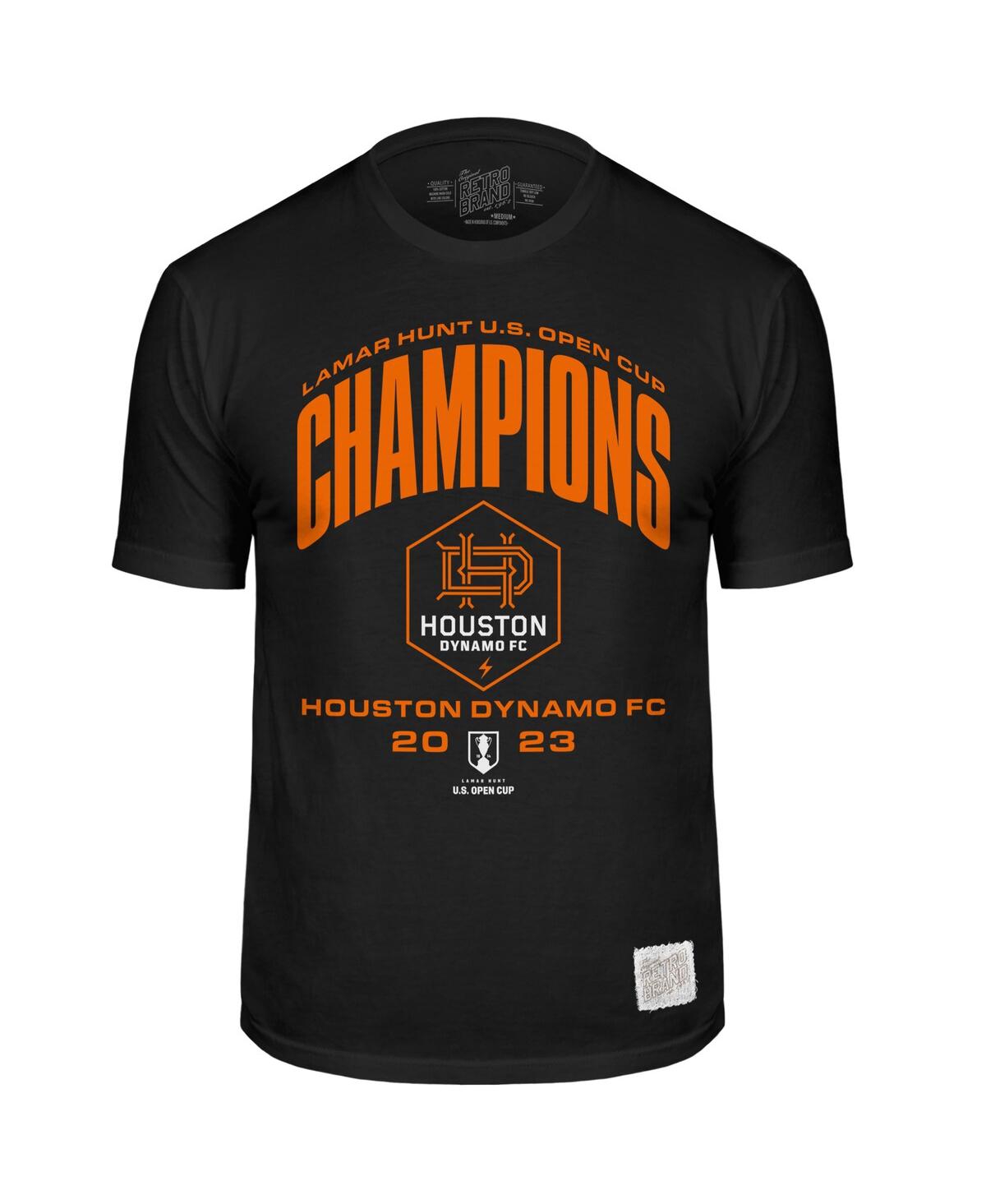 Shop Retro Brand Men's Original  Black Houston Dynamo Fc 2023 Lamar Hunt U.s. Open Cup Champions T-shirt