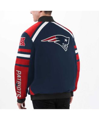 Men's Navy New England Patriots Power Forward Racing Full-Snap Jacket