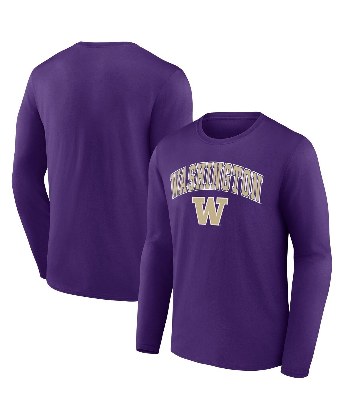 Fanatics Men's  Purple Washington Huskies Distressed Arch Over Logo Long Sleeve T-shirt