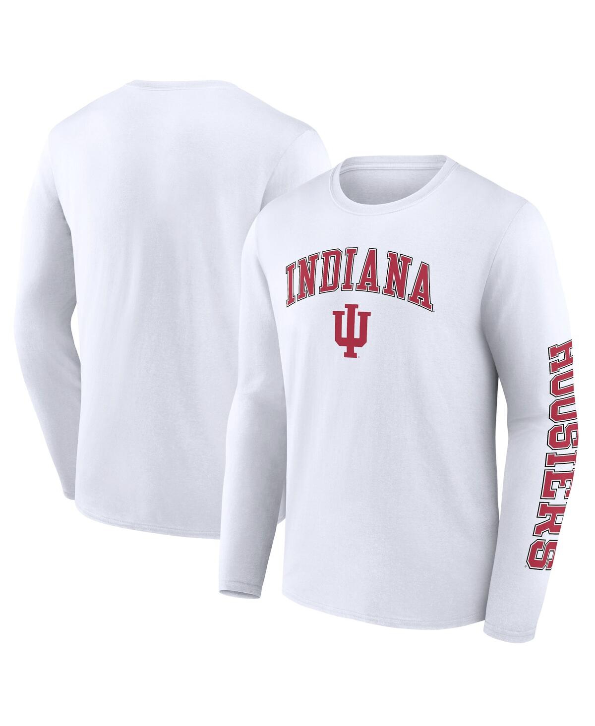 Fanatics Men's  White Indiana Hoosiers Distressed Arch Over Logo Long Sleeve T-shirt