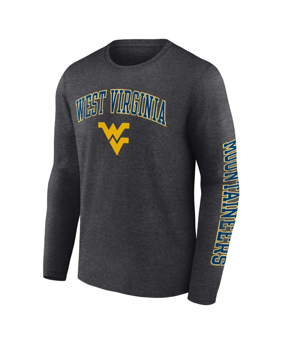 Men's FanaticsWest Virginia Mountaineers Distressed Arch Over Logo Long Sleeve T-shirt - Heather Charcoal