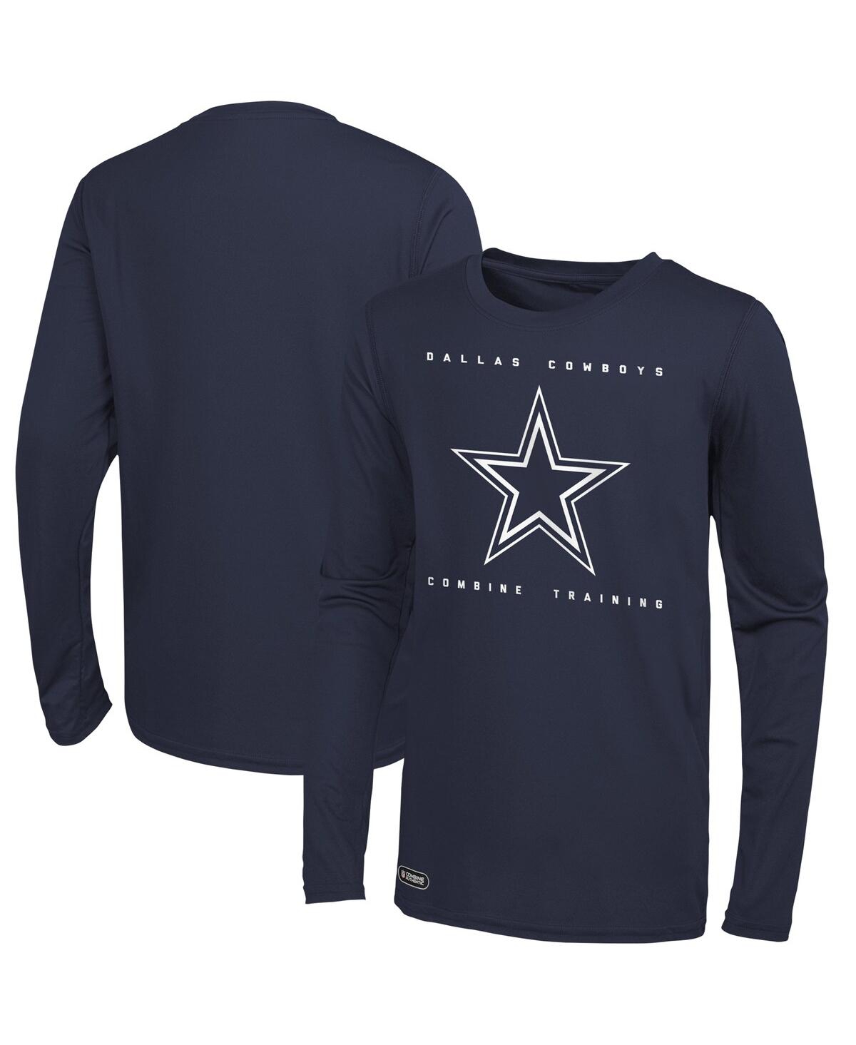 Men's Navy Dallas Cowboys Side Drill Long Sleeve T-shirt - Navy
