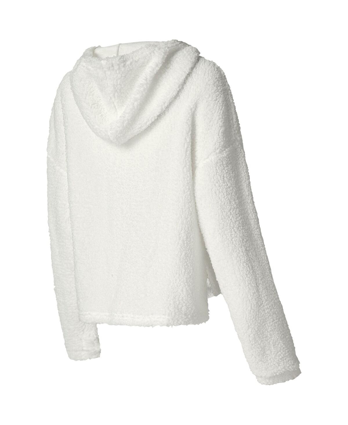 College Concepts Women s College Concepts Cream New York Knicks Fluffy Long Sleeve Hoodie T shirt and Shorts Sleep Set Cream Smart Closet