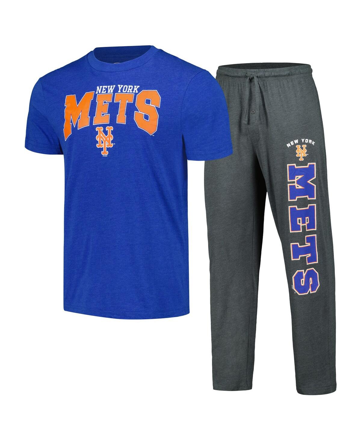 Men's Concepts Sport Charcoal, Royal New York Mets Meter T-shirt and Pants Sleep Set - Charcoal, Royal