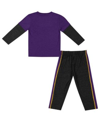 Toddler Boys and Girls Purple, Black LSU Tigers Long Sleeve T-shirt and Pants Set