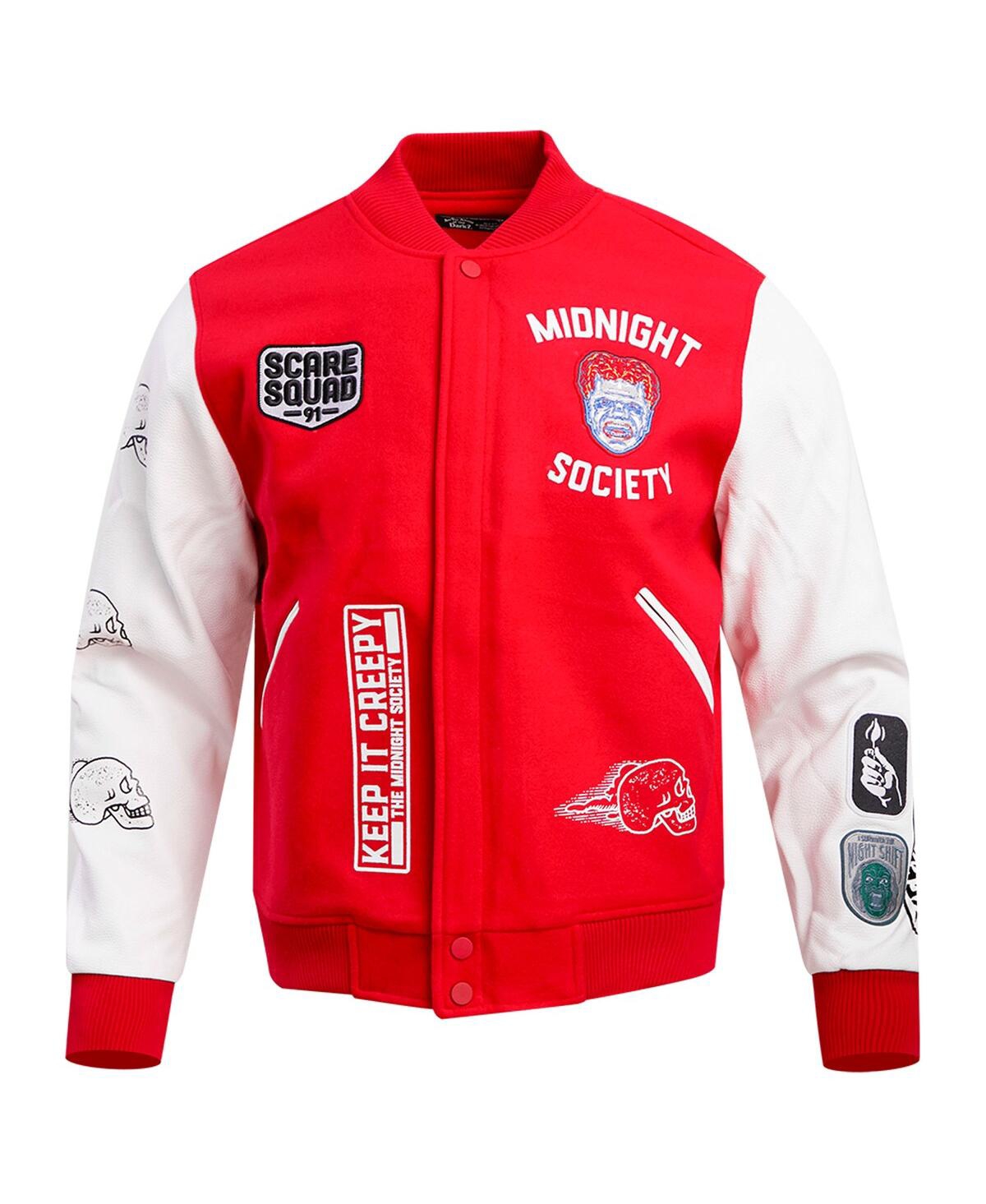Shop Freeze Max Men's  Red Are You Afraid Of The Dark? Scare Squad Monster Full-zip Varsity Jacket