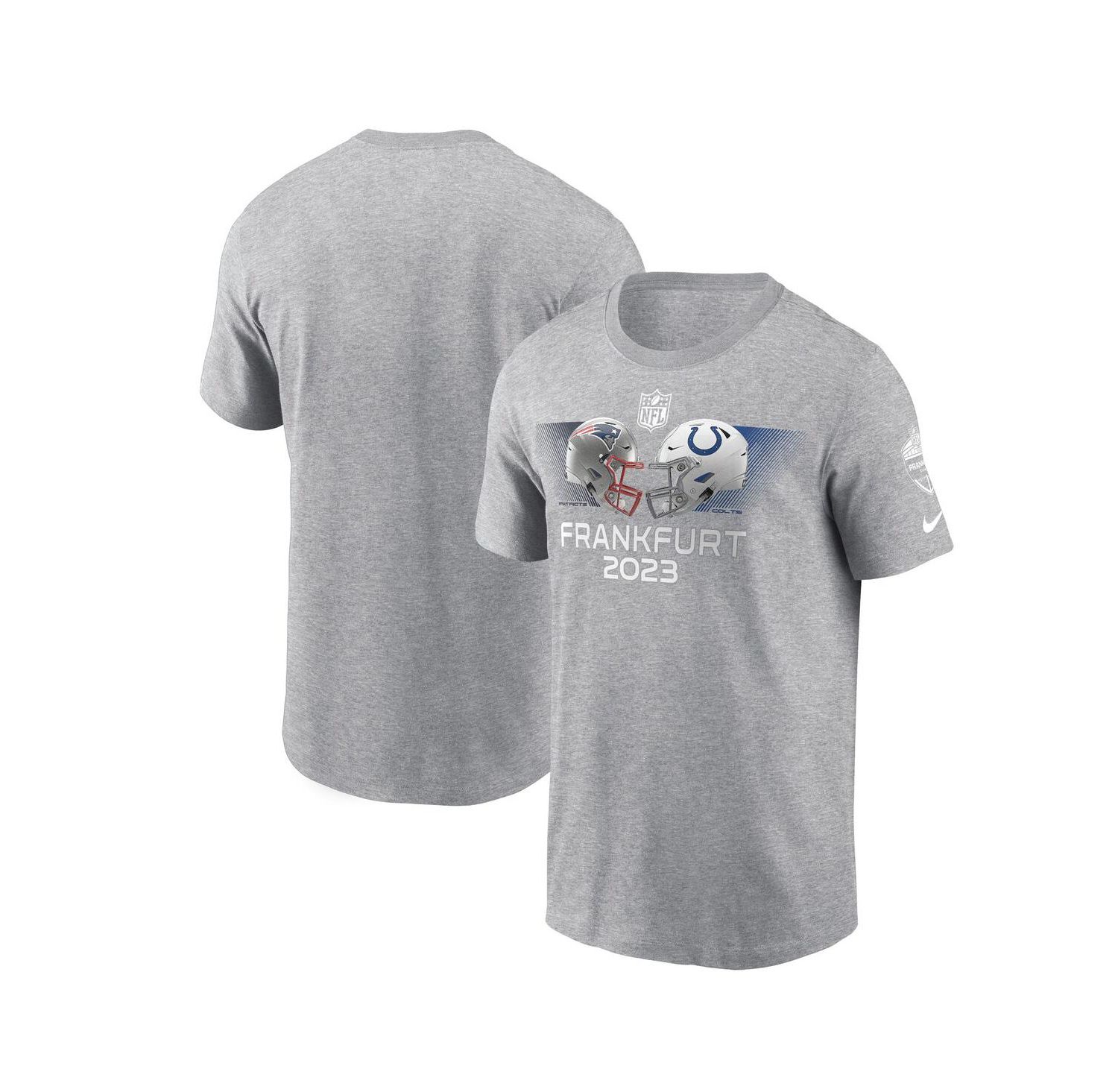 Men's Heather Gray New England Patriots Vs. Indianapolis Colts 2023 Frankfurt Game Essential T-shirt