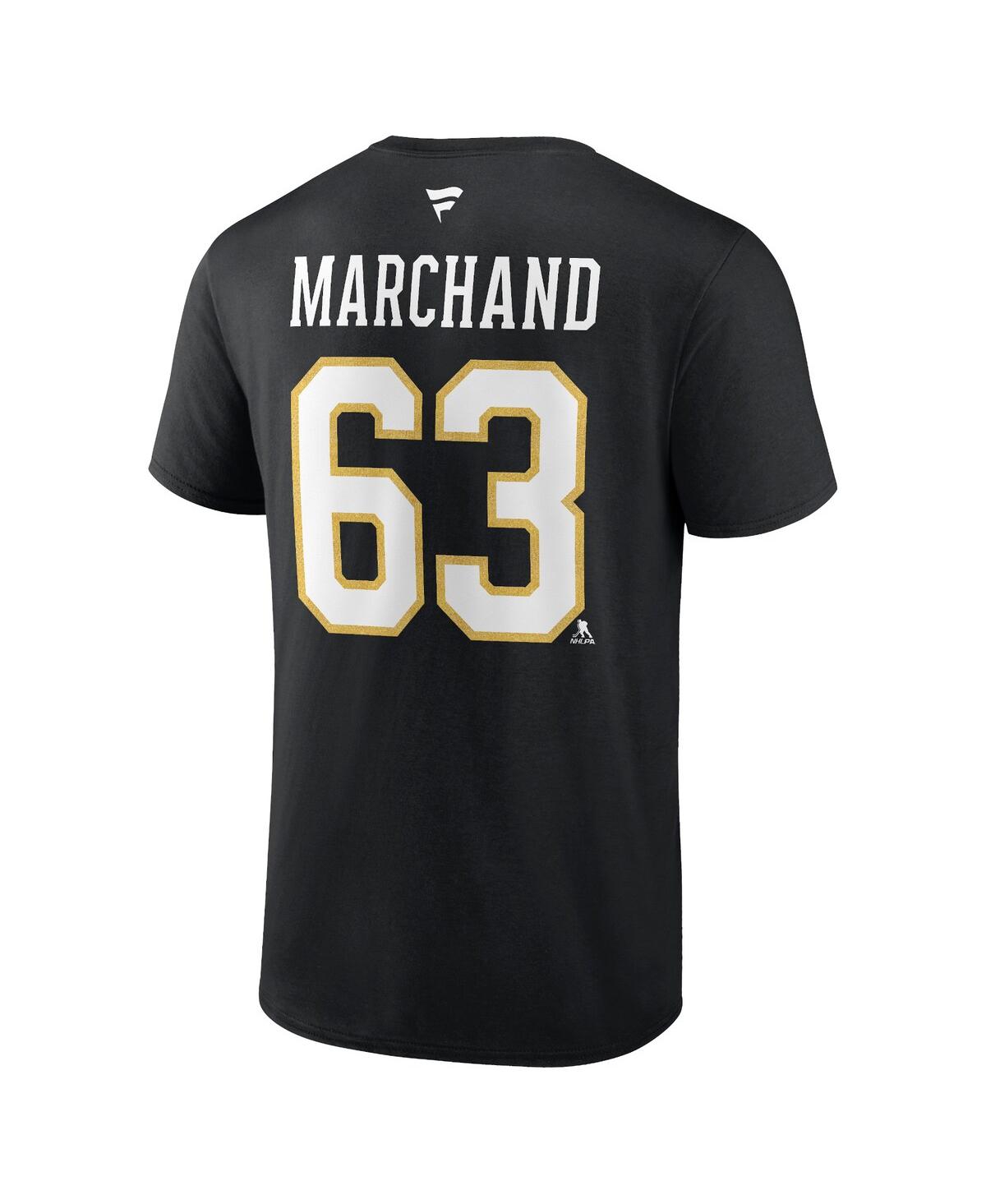 Shop Fanatics Men's  Brad Marchand Black Boston Bruins Authentic Stack Name And Number T-shirt