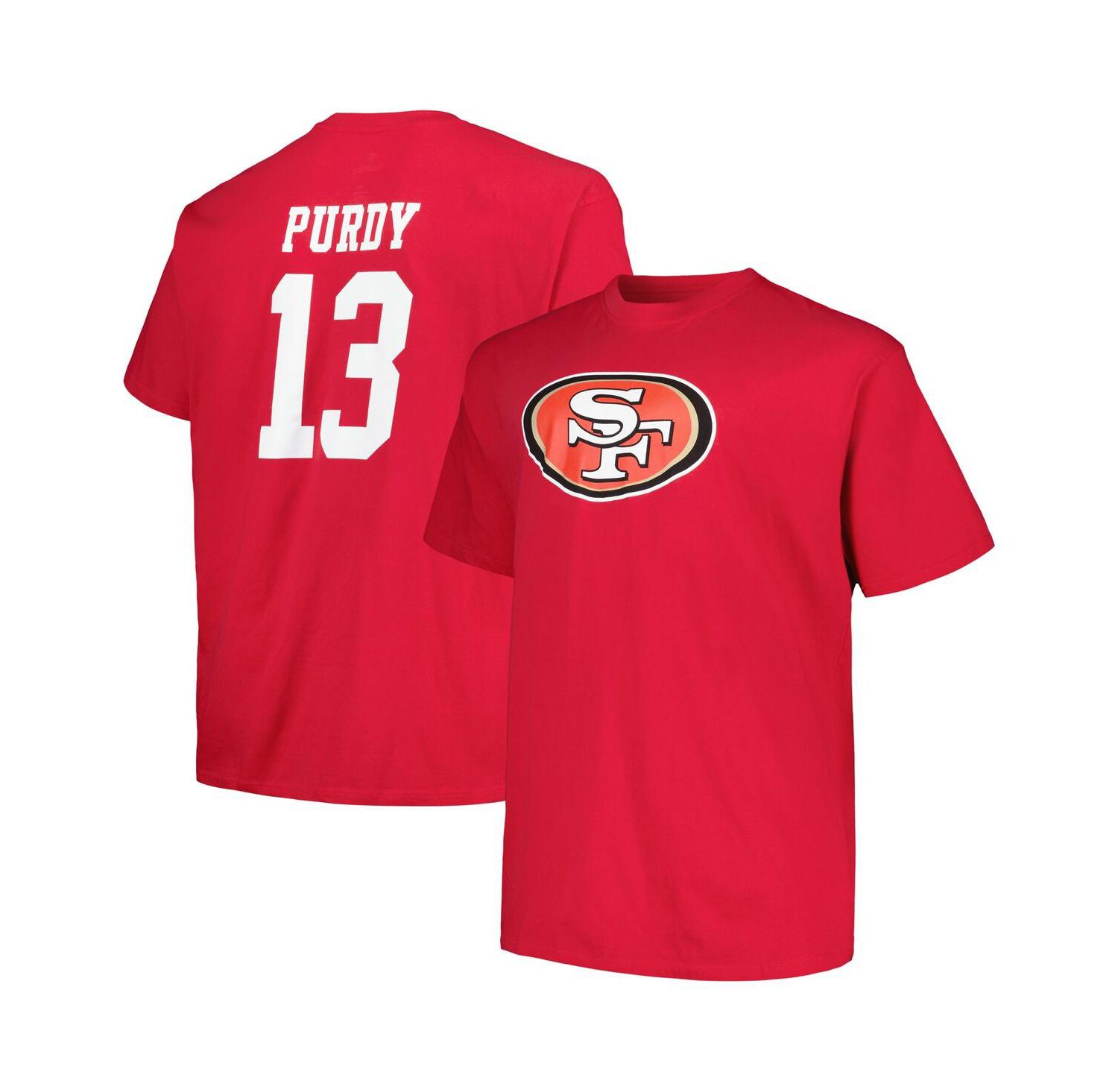 Men's Brock Purdy Scarlet San Francisco 49ers Big and Tall Player Name and Number T-shirt