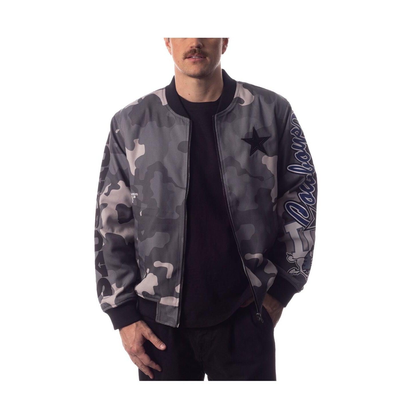 Женская куртка The Wild Collective and Gray Distressed Dallas Cowboys Camo Bomber — фото 1