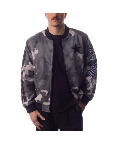 Женские куртки The Wild Collective Men's and Women's Gray Distressed Dallas Cowboys Camo Bomber Jacket
