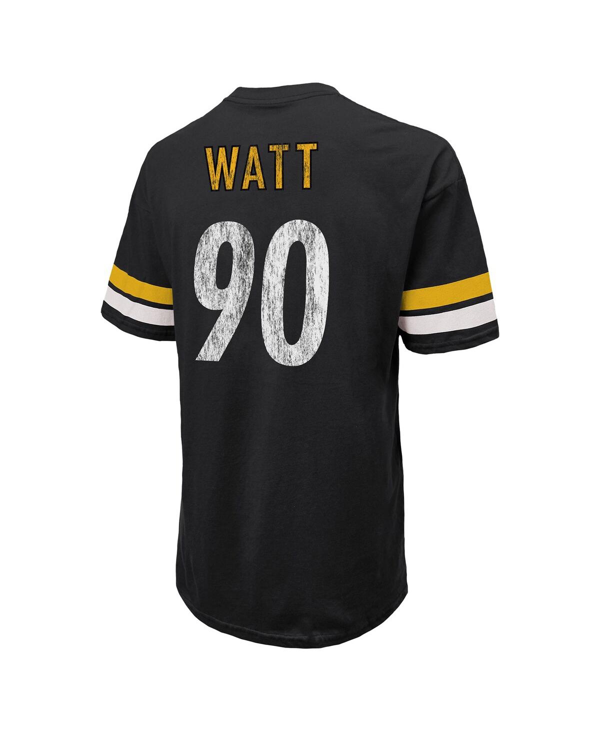 Men's Majestic Threads T.j. WattDistressed Pittsburgh Steelers Name and Number Oversize Fit T-shirt - Black