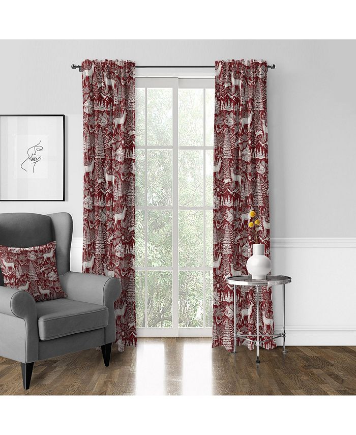 6ix Tailors Fine Linens Edinburgh Maroon Red/White Pole Top Drapery