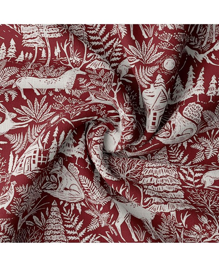 6ix Tailors Fine Linens Edinburgh Maroon Red/White Pole Top Drapery