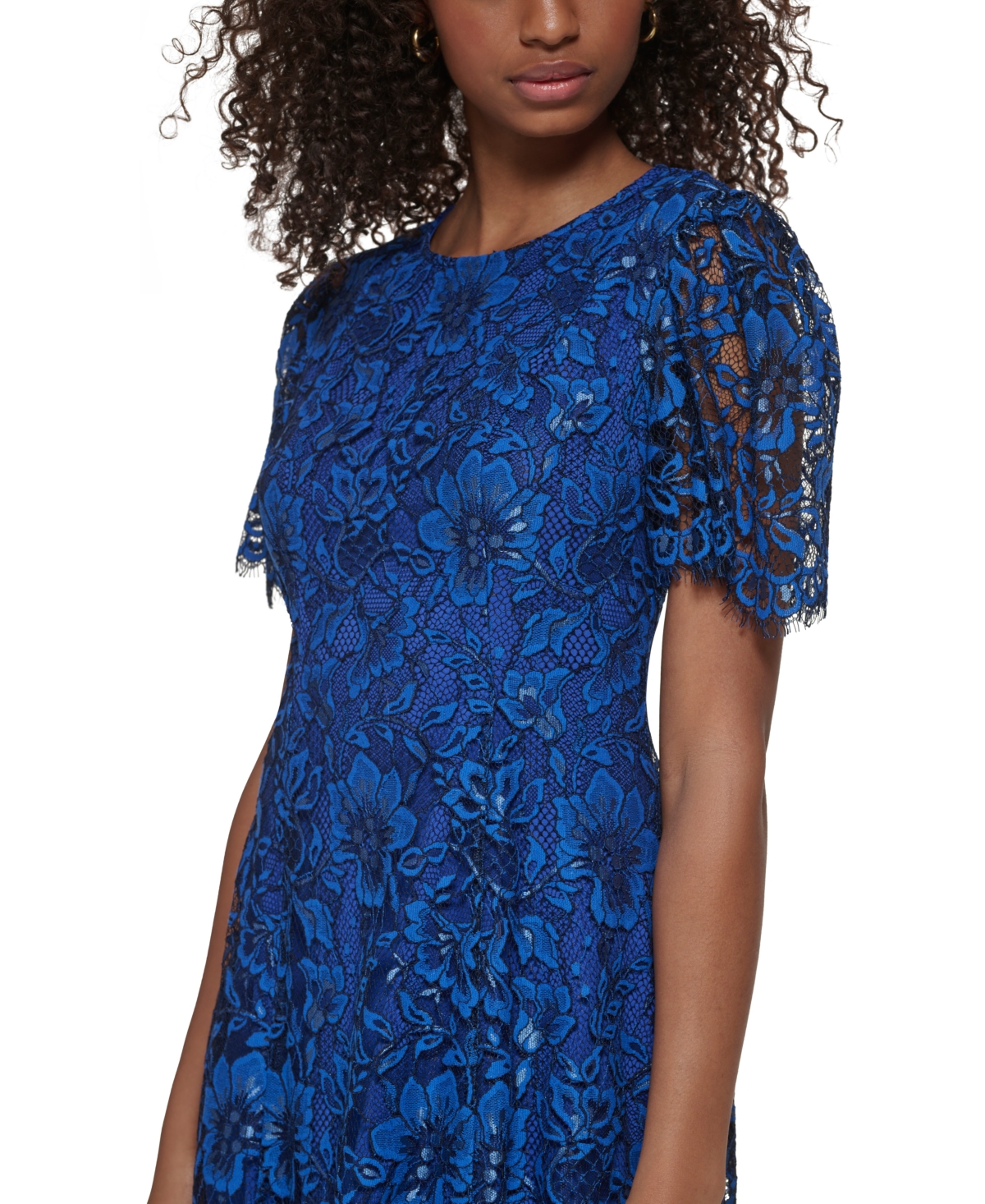 Jessica Howard Women's Flutter-sleeve Seamed Fit & Flare Dress In Royal Blue