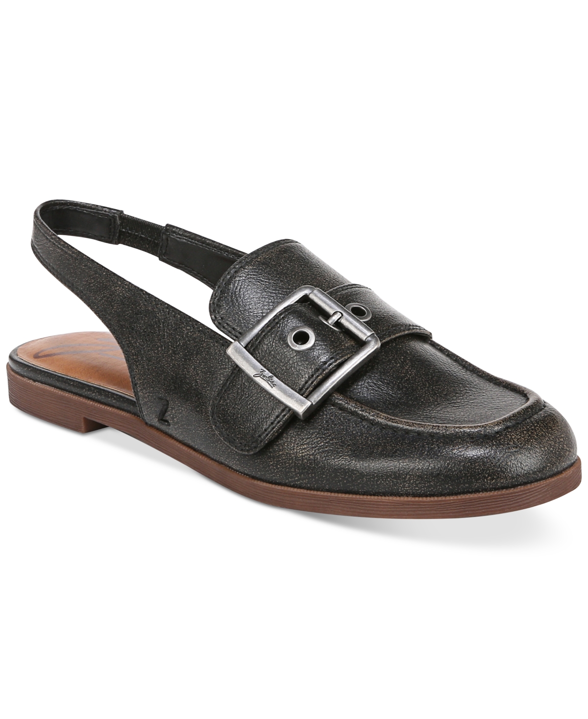 Women's Eve Buckled Slingback Tailored Loafer Flats - Silver