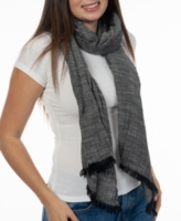 Style & Co Women's Textured Linen-Look Scarf, Created for Macy's - Black