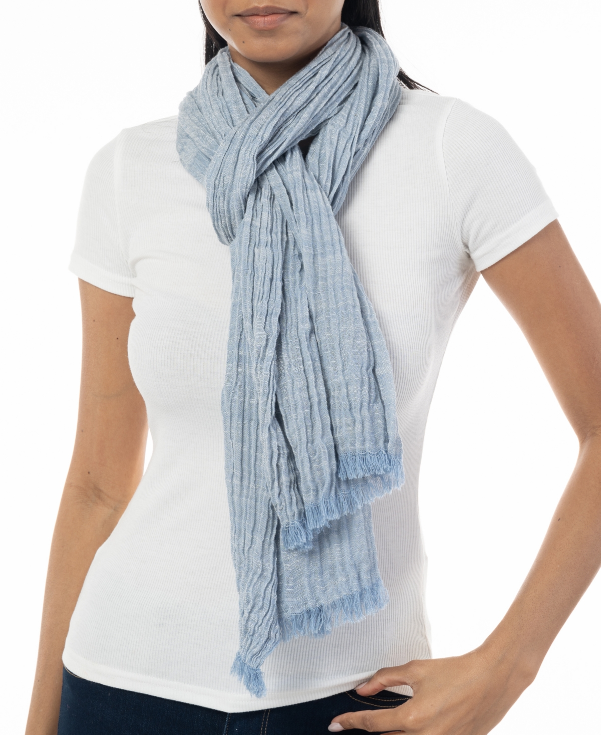 Women's Textured Linen-Look Scarf, Created for Macy's - Black