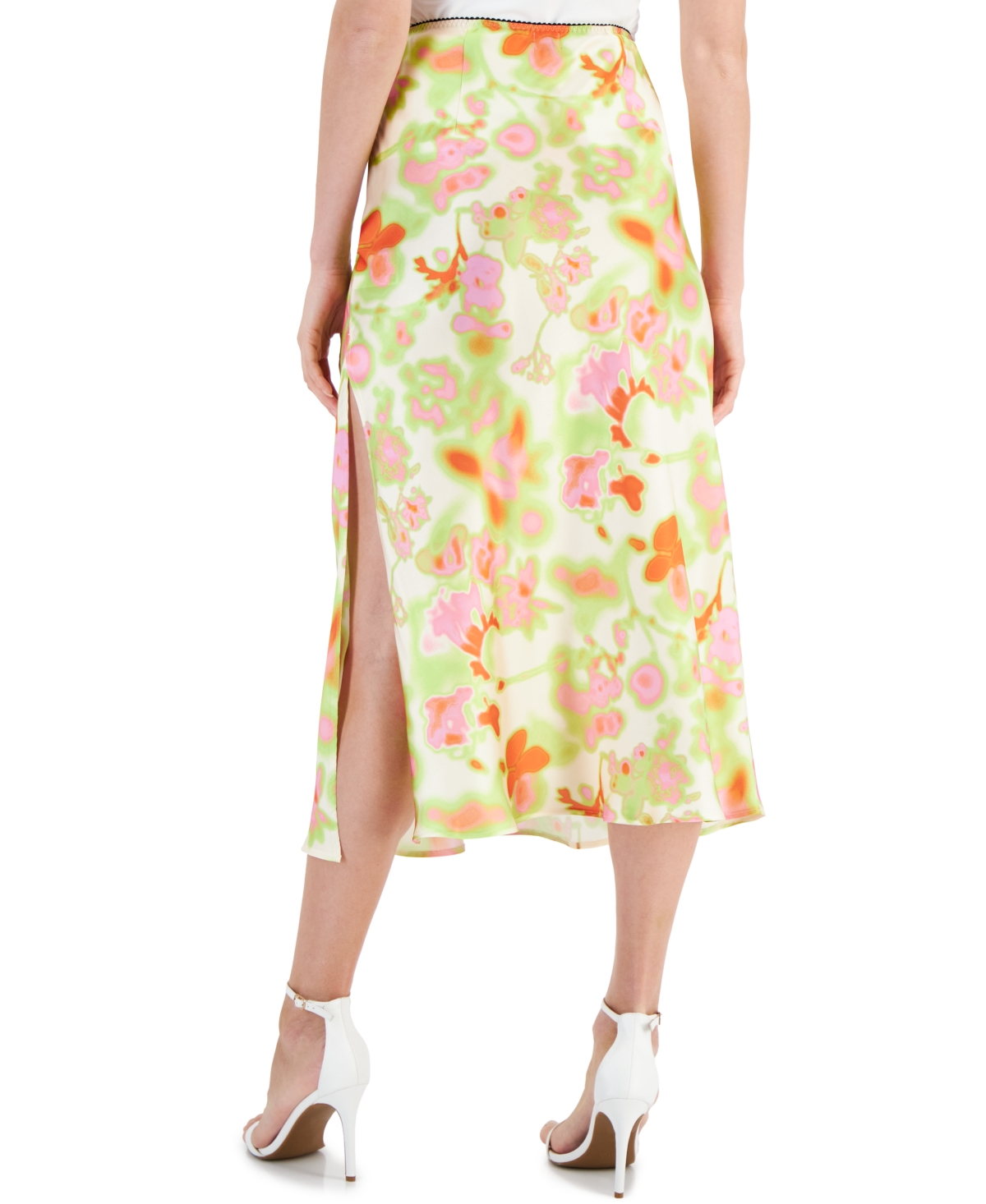 Hugo Women's Floral-Print Side-Slit Side-Zip Midi Skirt