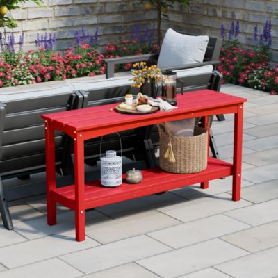 55" Outdoor Patio HDPE Adirondack 2-Tier Shelf Console Table