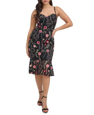 Women's Floral-Print Embroidered Lace Midi Dress - Macy's