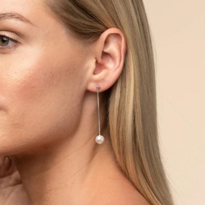 14k Gold Plated Dangled Pearl Earrings Holiday Gift Idea