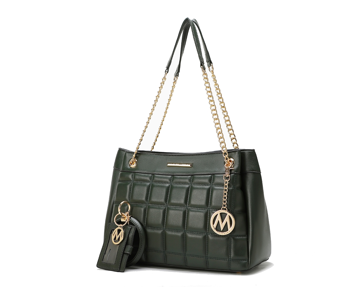 Mkf Collection Mabel Quilted shoulder Bag with Bracelet Keychain with a Credit Card Holder by Mia K