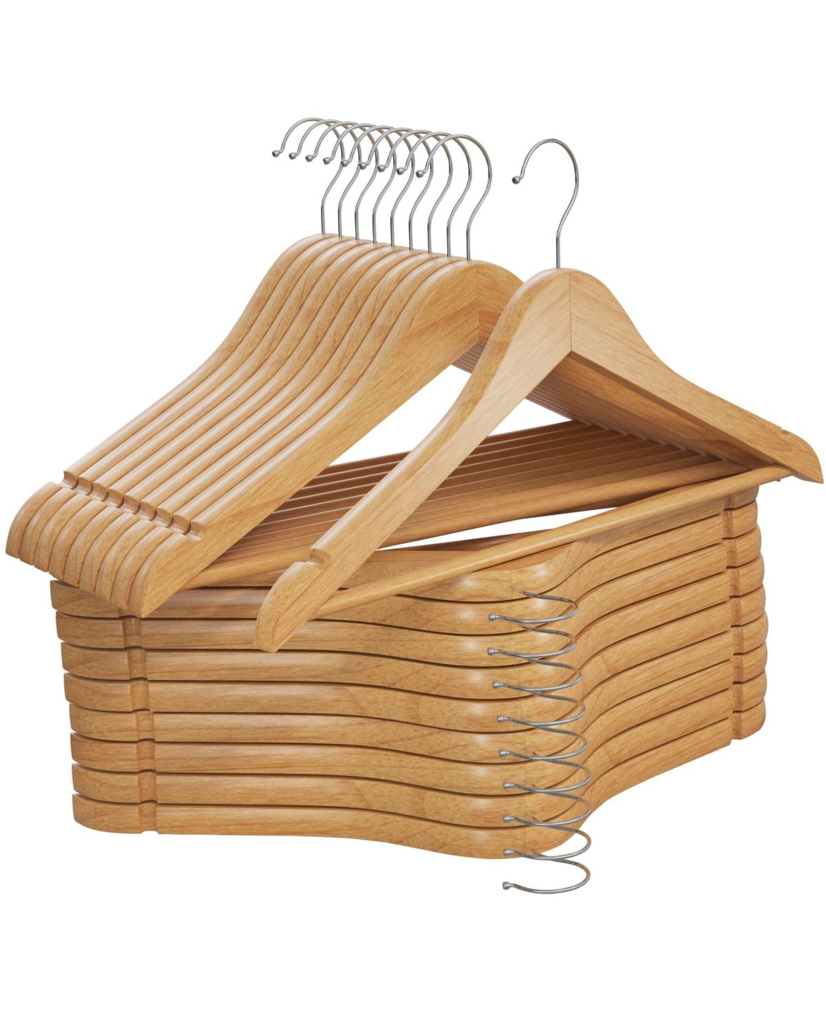 30 Pack Natural Wood Solid Wood Clothes Hangers, Coat Hanger, Wooden Hangers - Wood