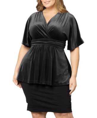 Plus Size Park Avenue Velvet Peplum Top