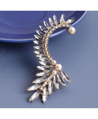 Women's Silver  Embellished Cluster Earcuff Earrings