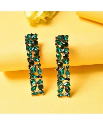 Women's Green  Embellished Cluster Drop Earrings