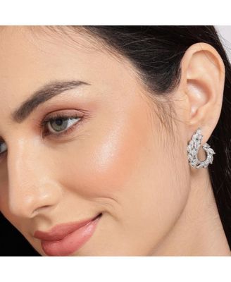 Women's Silver  Embellished Cluster Drop Earrings