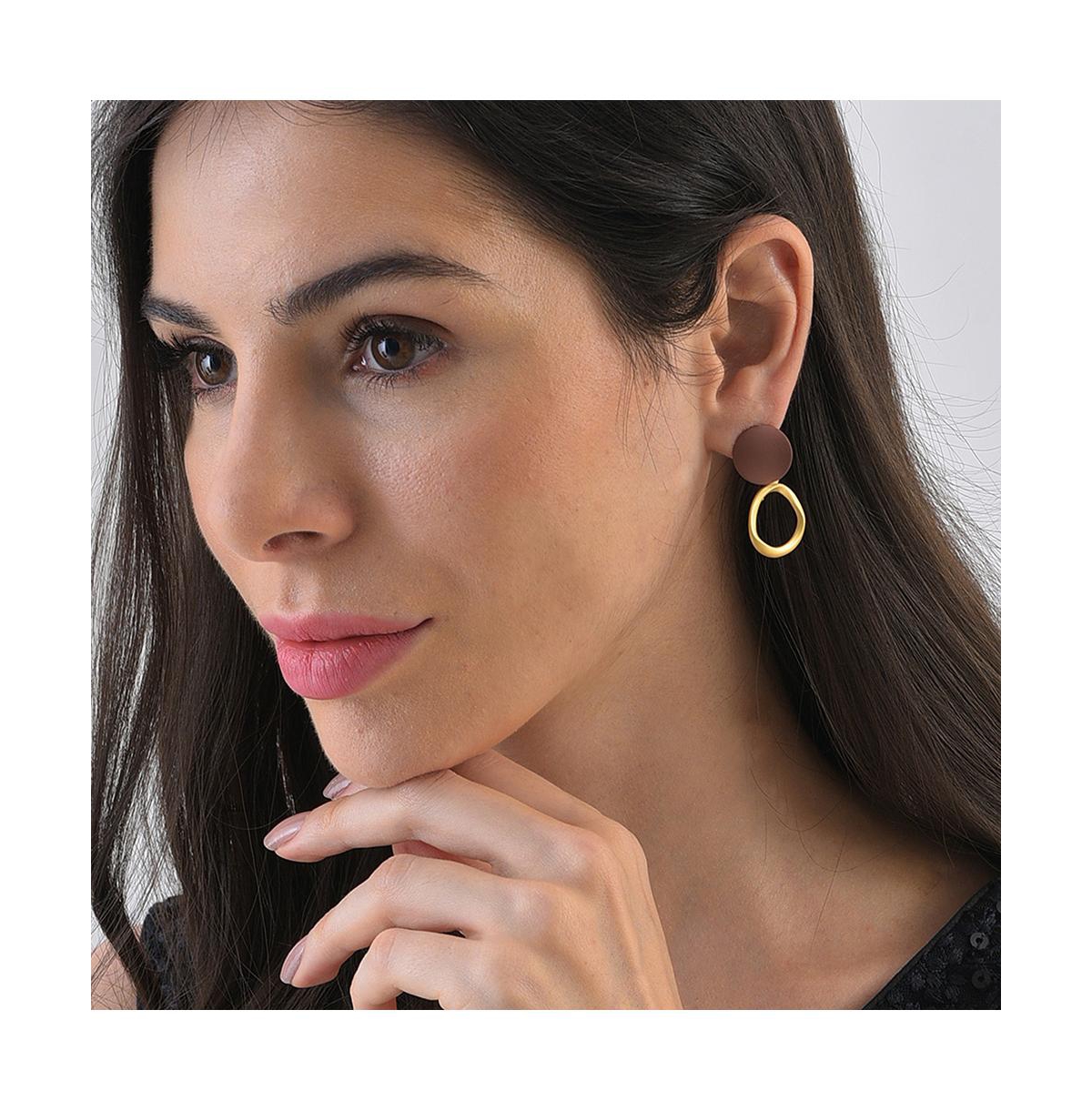 Sohi Women'sColor block Circular Earrings - Red