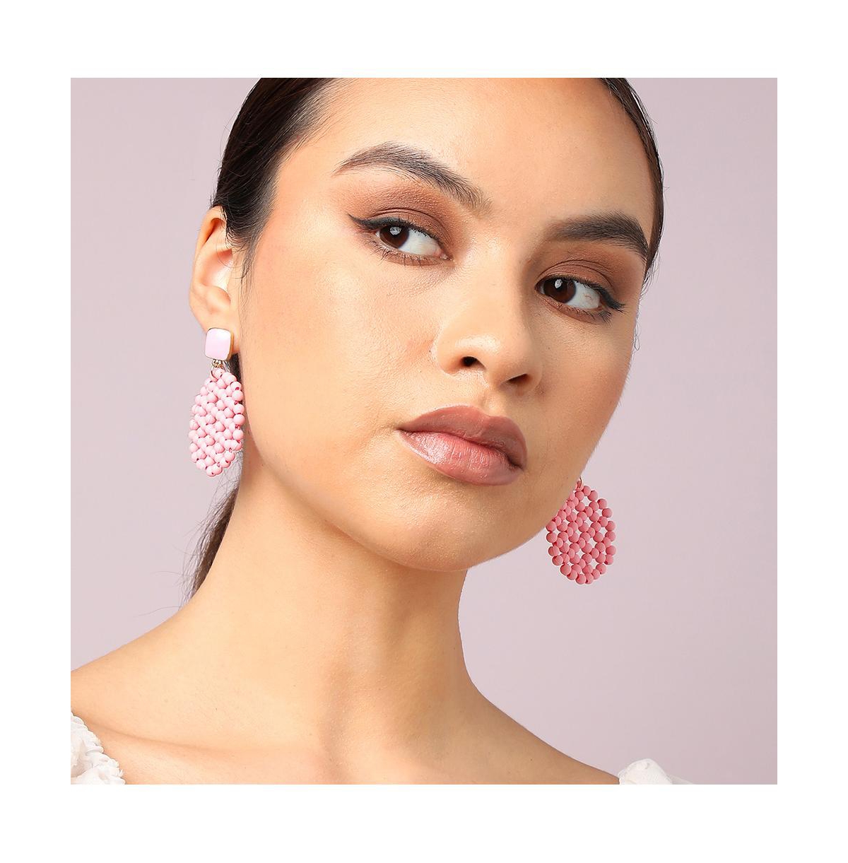 Sohi Women'sBeaded Circular Drop Earrings - Pink