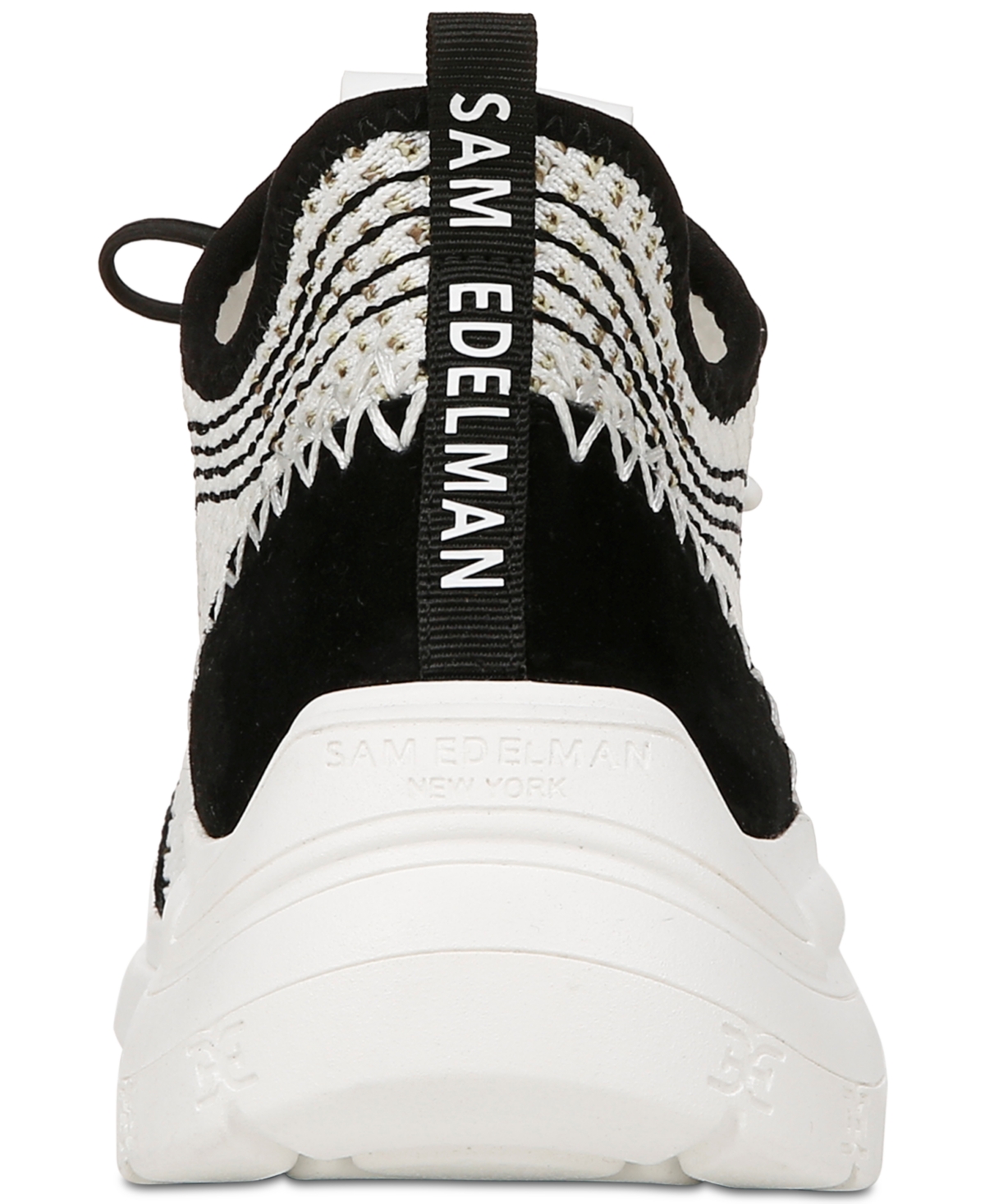 Sam Edelman Women's Chelsie Emblem Knit Lace-Up Sneakers -White