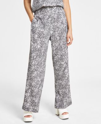 Bar III - Women's Snakeskin-Print Wide-Leg Pants, Created for Macy's