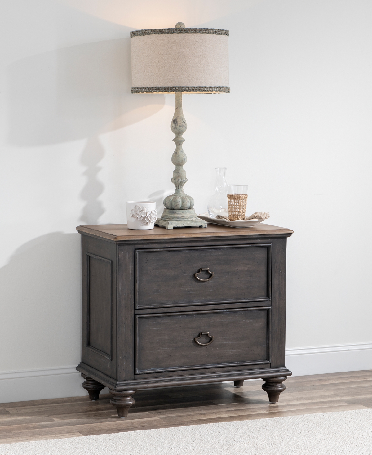 Macy's Mandeville Two Drawer Nightstand In Brown