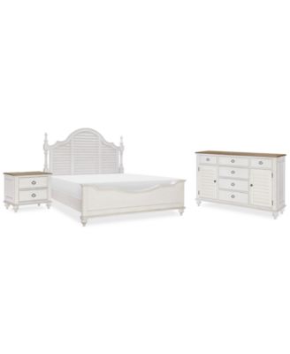Mandeville 3pc Bedroom Set (Louvered King Bed + Louvered Dresser + 2-Drawer Nightstand)
