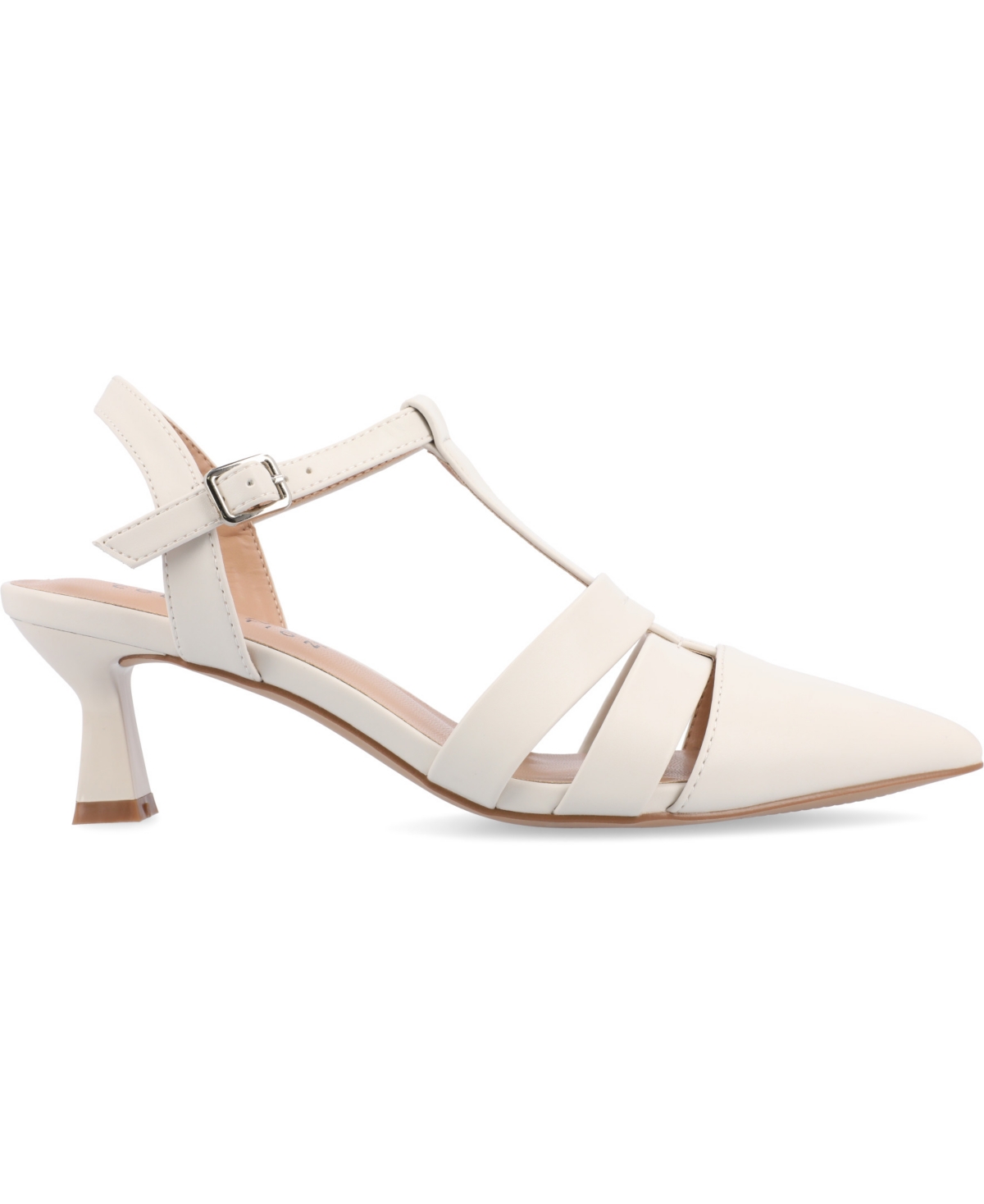 Shop Journee Collection Women's Jazlynn T Strap Kitten Heel Dress Pumps In Stone
