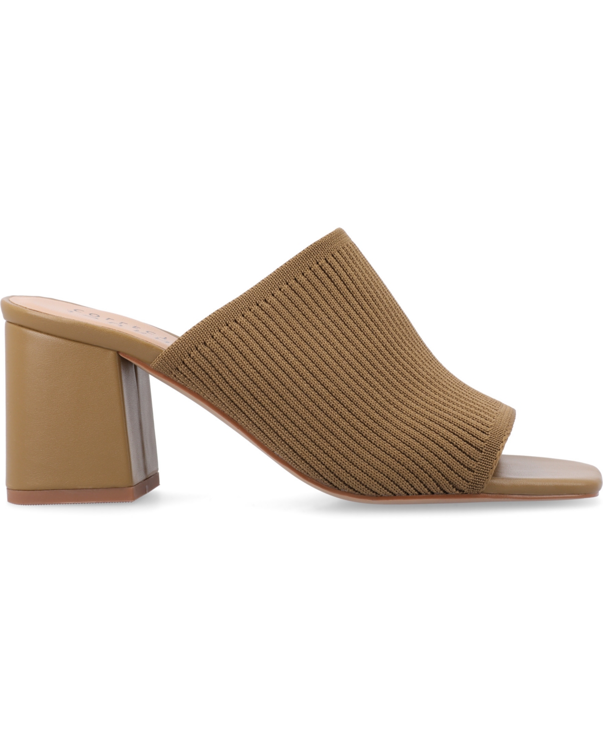 Journee Collection Women's Lorenna Wide Width Block Heel Slide Sandals In Olive
