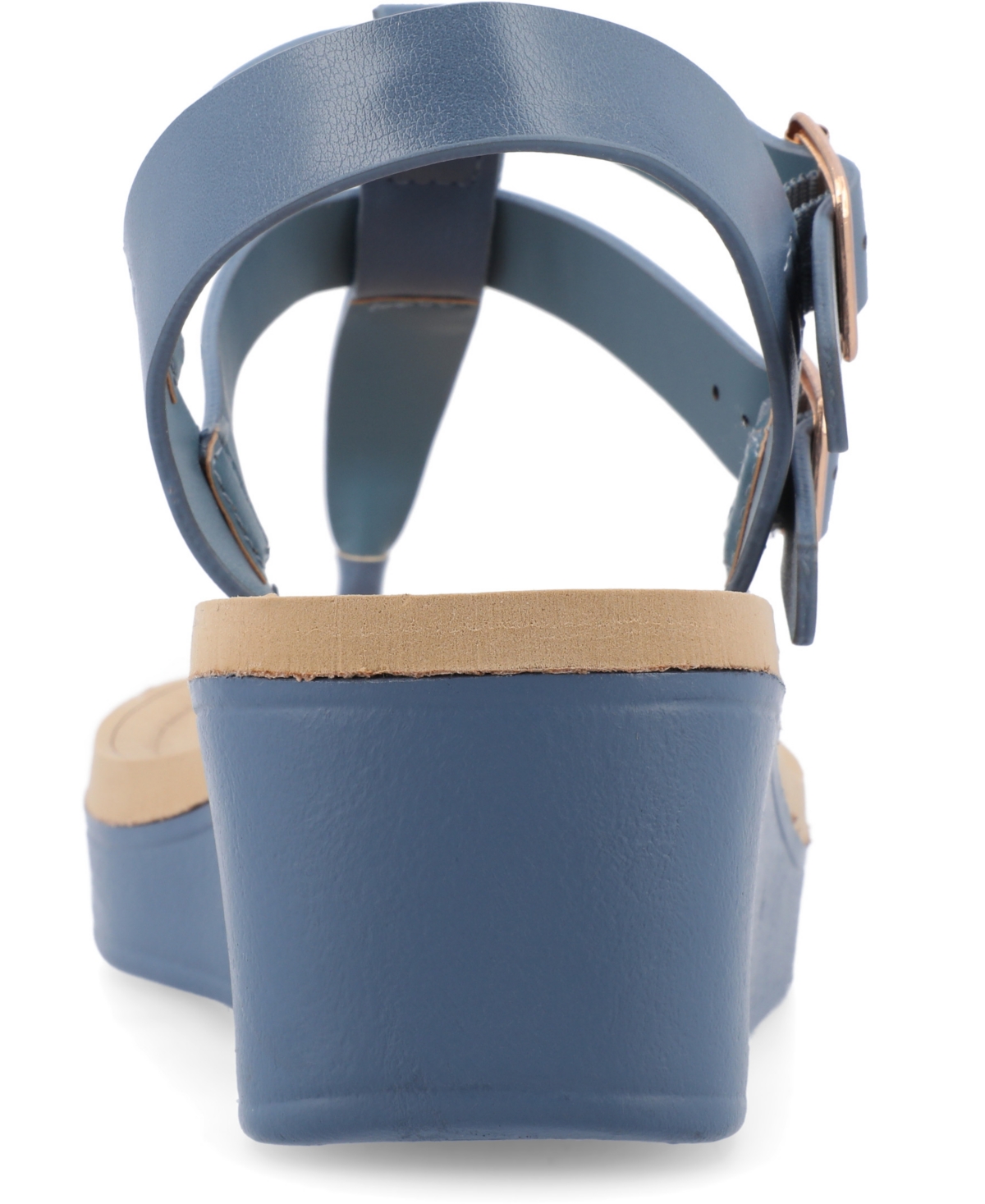 Journee Collection Women's Bianca Double Buckle Platform Wedge Sandals