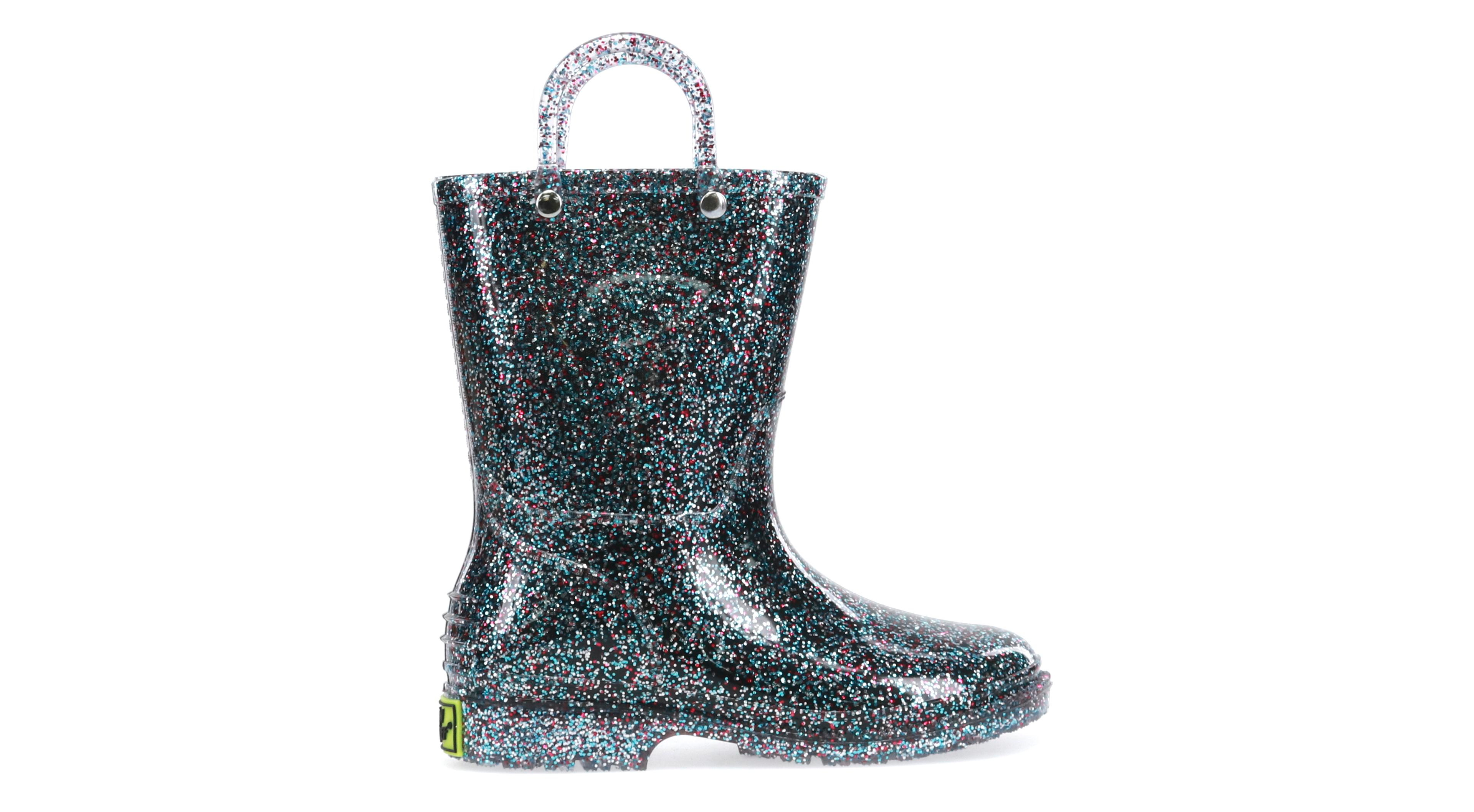 Toddler Little Girl's and Big Glitter Rain Boot