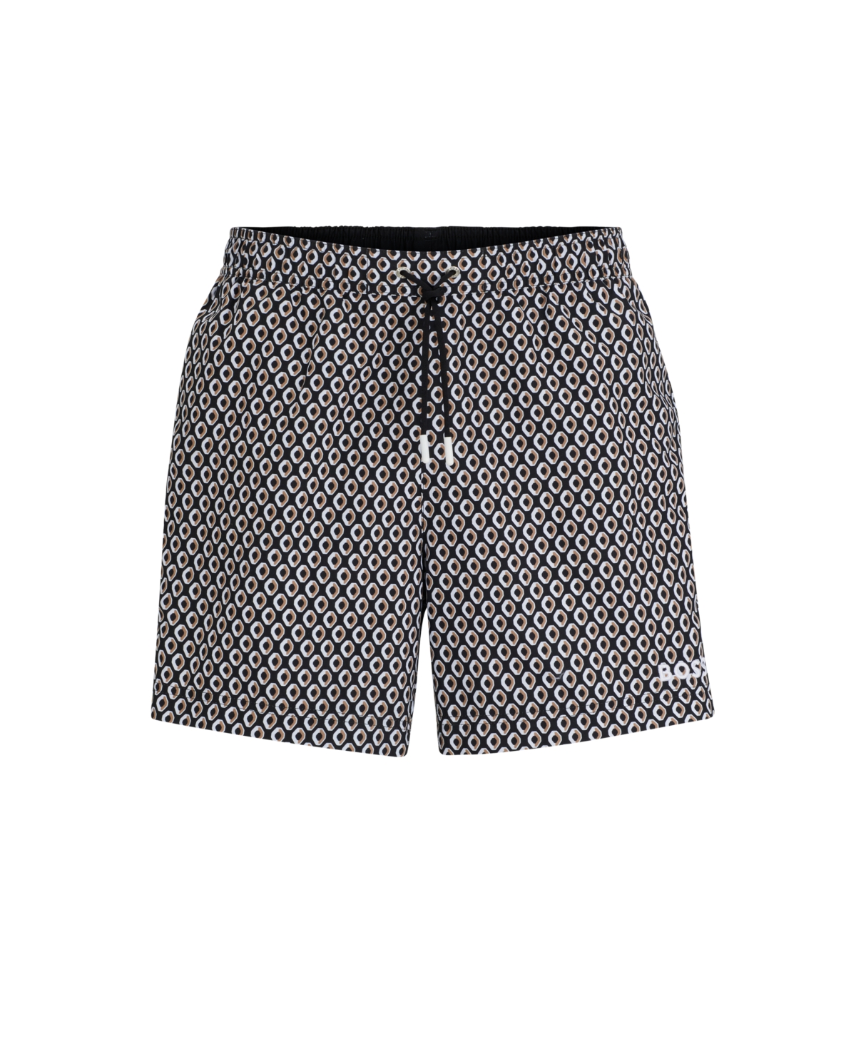 Shop Hugo Boss Boss By  Men's Micro-print Quick-drying Swim Shorts In Black