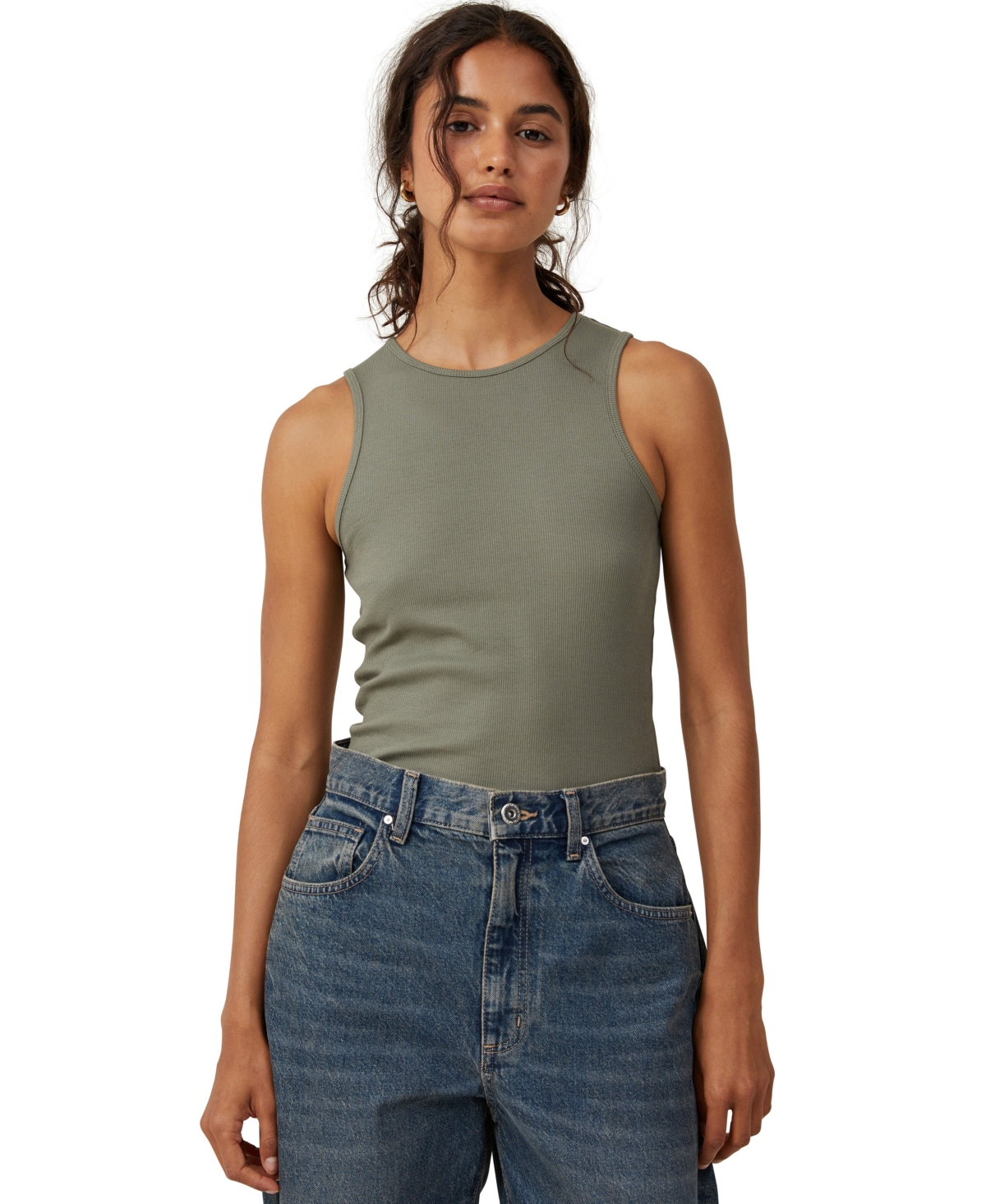 Shop Cotton On Women's The One Rib Racer Tank Top In Woodland