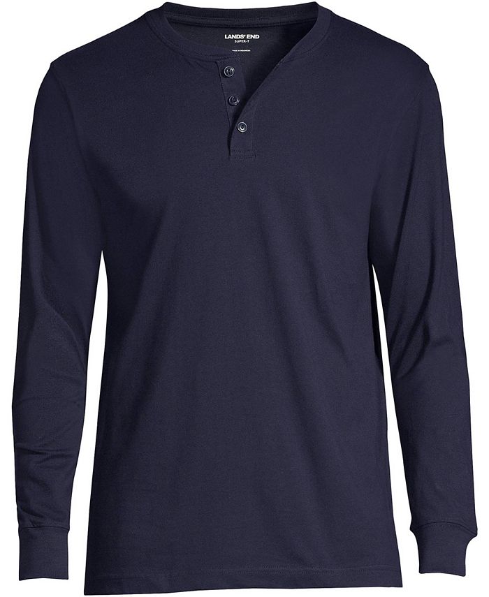 Lands' End Men's Super-T Long Sleeve Henley T-Shirt - Macy's