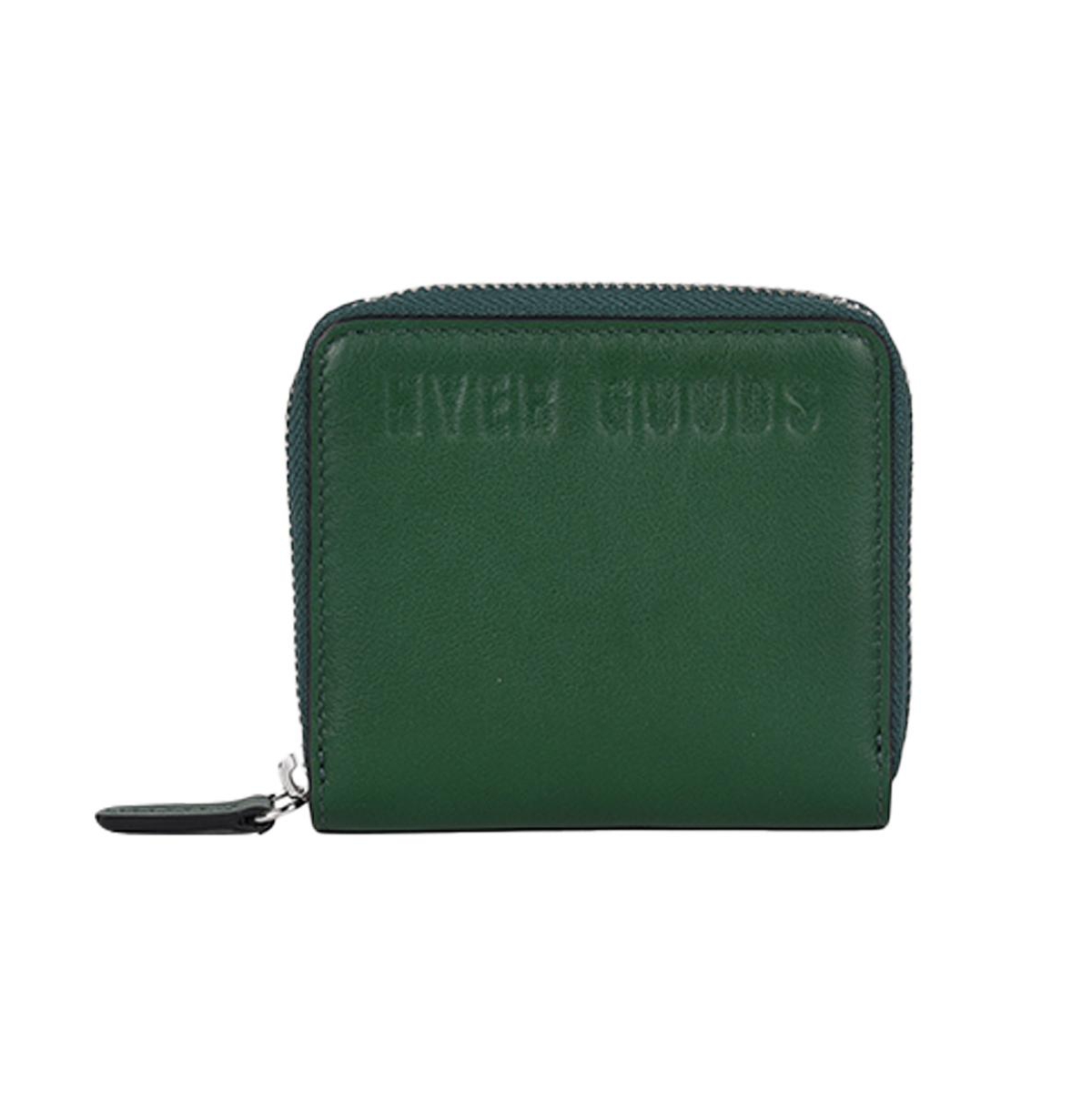 HYER GOODS UPCYCLED LEATHER ZIP WALLET GREEN