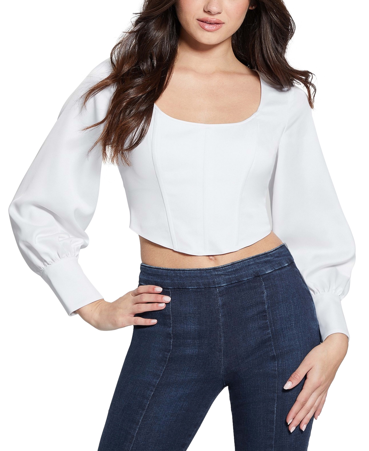 Shop Guess Women's Isabel Corset Top In Pure White